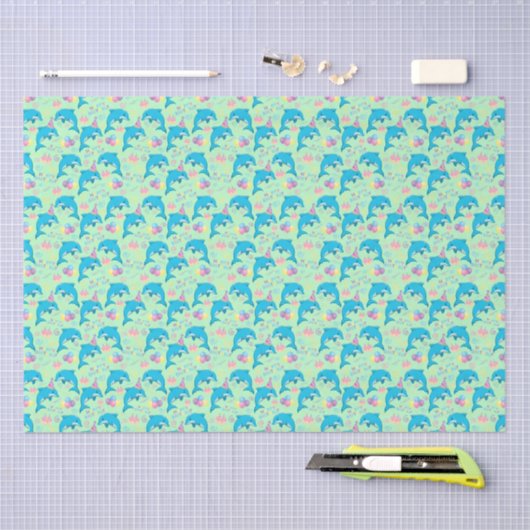 Dolphin Tissue Paper in Green 薄葉紙 (クラフト)
