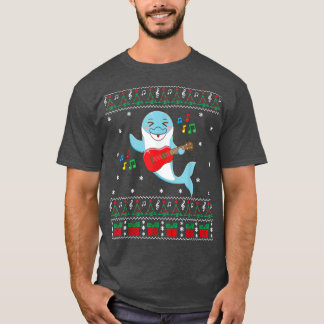 Dolphin Ugly Christmas Sweater Guitar Xmas Family Tシャツ