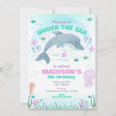 Dolphin Under the Sea Birthday  招待状 (正面)