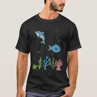 Dolphin Underwater Kids Fish Marine Animals Sea Tシャツ