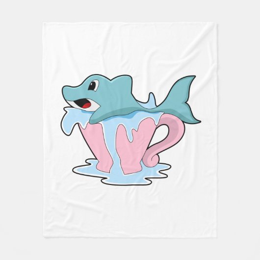Dolphin with Cup of Water.PNG フリースブランケット (正面)