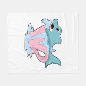 Dolphin with Cup of Water.PNG フリースブランケット (正面(横))