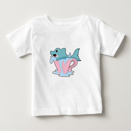 Dolphin with Cup of Water.PNG ベビーTシャツ (正面)