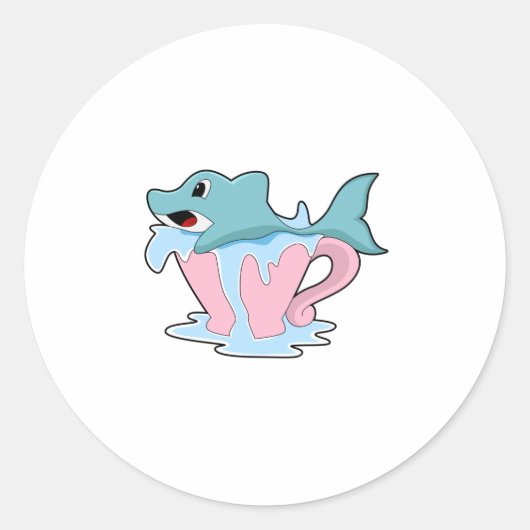 Dolphin with Cup of Water.PNG ラウンドシール (正面)