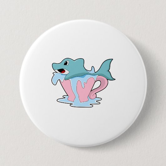 Dolphin with Cup of Water.PNG 缶バッジ (正面)