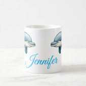 Dolphin with custom Name blue sea animal Design コーヒーマグカップ (中央)