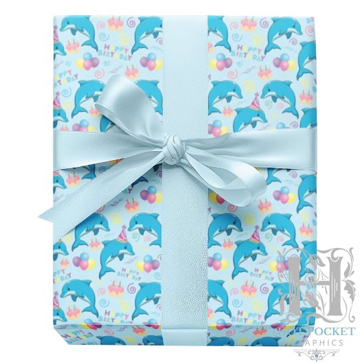 Dolphin Wrapping Paper in Blue ラッピングペーパー