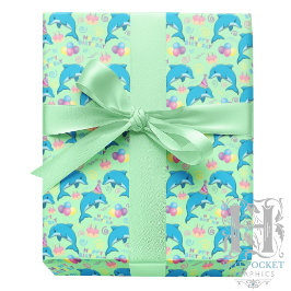 Dolphin Wrapping Paper in Green ラッピングペーパー
