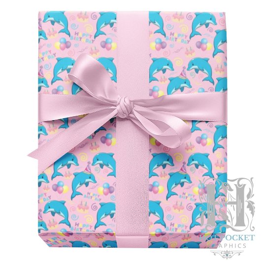 Dolphin Wrapping Paper in Pink ラッピングペーパー