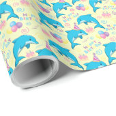 Dolphin Wrapping Paper in Yellow ラッピングペーパー (ロールコーナー)