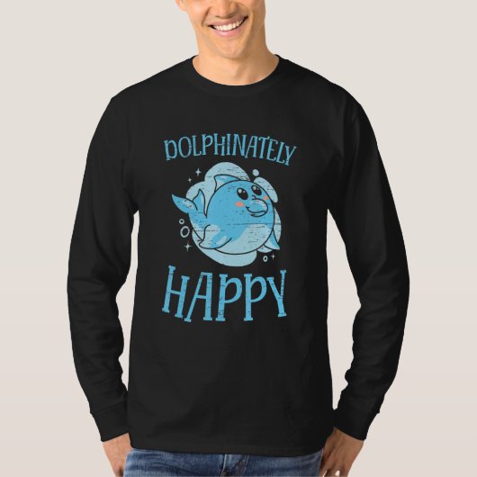 Dolphinately Happy Marine Animal Sea Diver Tシャツ (正面)