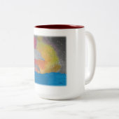 Dolphins Against a Galaxy Sky ツートーンマグカップ (正面右)