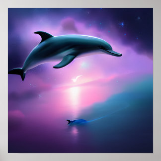 Dolphins at Night ポスター