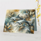 Dolphins Golden Botanical Dreamscape カード (黄色い花)