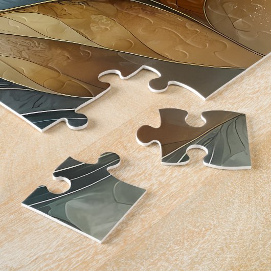 Dolphins Golden Botanical Dreamscape ジグソーパズル (側面)