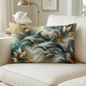 Dolphins Golden Botanical Dreamscape ランバークッション