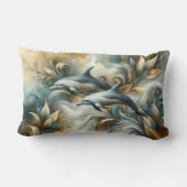 Dolphins Golden Botanical Dreamscape ランバークッション (裏面)