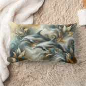 Dolphins Golden Botanical Dreamscape ランバークッション (ブランケット)