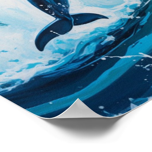 Dolphins Jumping Through Ocean Waves Dynamic Marin ポスター (角)