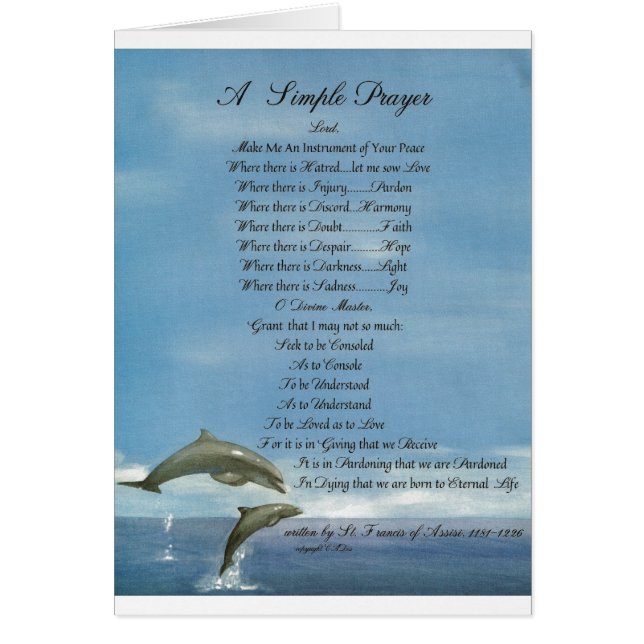 dolphins=popeのfrancis=のSt Francisのシンプルの祈りの言葉 (正面)