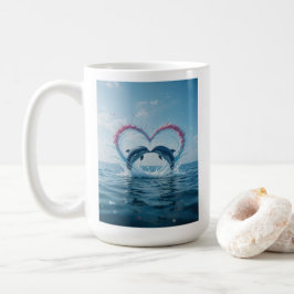 Dolphins Valentine Tropical Love Heart Ocean コーヒーマグカップ