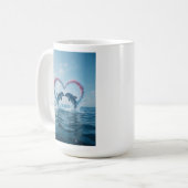 Dolphins Valentine Tropical Love Heart Ocean コーヒーマグカップ (正面左)