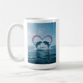 Dolphins Valentine Tropical Love Heart Ocean コーヒーマグカップ (左)