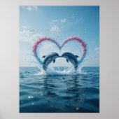 Dolphins Valentine Tropical Love Heart Ocean  ポスター (正面)