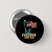 Dom Over Fear Statue Of Liberty Flag Graphic  缶バッジ (正面&裏面)