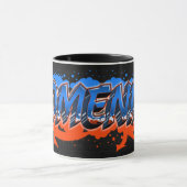 Domenico Vorname Name Graffiti blue orange Tasse マグカップ (中央)