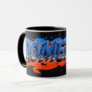 Domenico Vorname Name Graffiti blue orange Tasse マグカップ