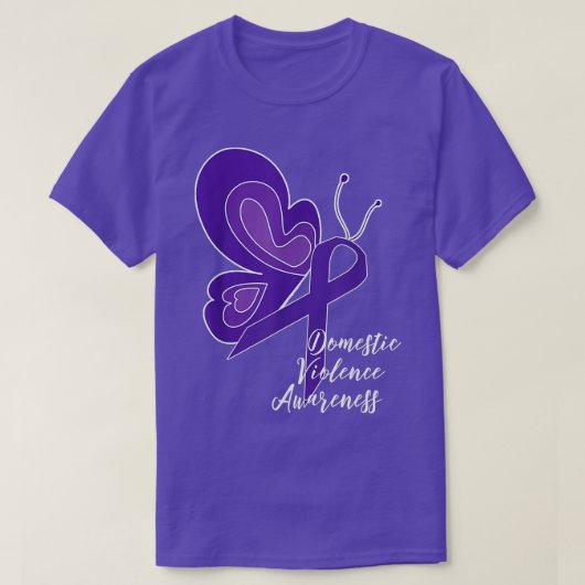 DOMESTIC VIOLENCE AWARENESS ABUSE PURPLE RIBBON BU Tシャツ (デザイン正面)