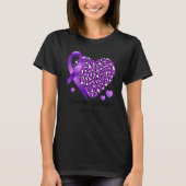 Domestic Violence Awareness Heart Leopard Purple r Tシャツ (正面)