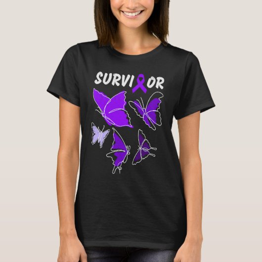 Domestic Violence Awareness purple butterflies Sur Tシャツ (正面)