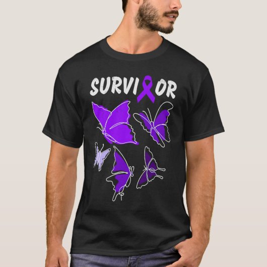 Domestic Violence Awareness purple butterflies Sur Tシャツ (正面)
