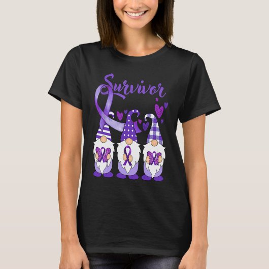 Domestic Violence Awareness Survivor purple Gnomes Tシャツ (正面)