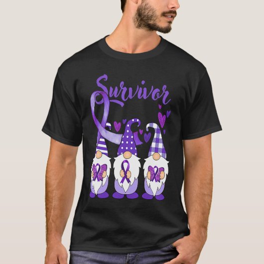 Domestic Violence Awareness Survivor purple Gnomes Tシャツ (正面)