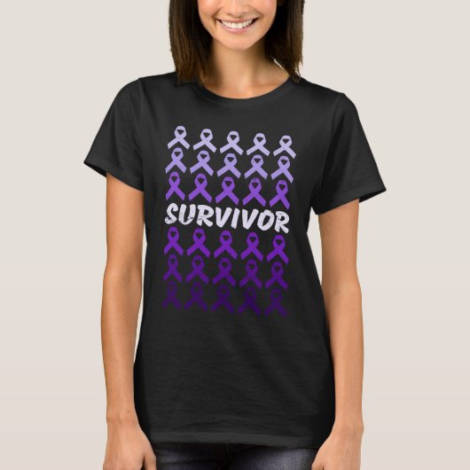 Domestic Violence Awareness Survivor purple ribbon Tシャツ (正面)