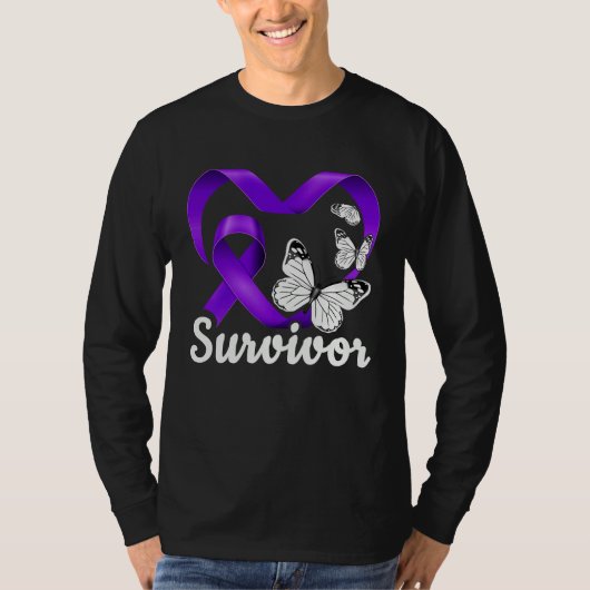 Domestic Violence Survivor purple heart butterflie Tシャツ (正面)