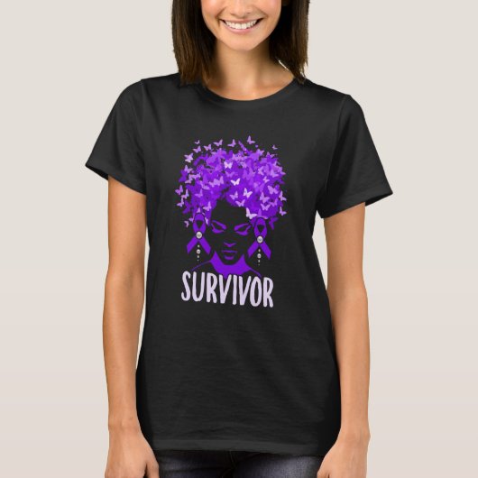 Domestic Violence Women purple butterflies Survivo Tシャツ (正面)