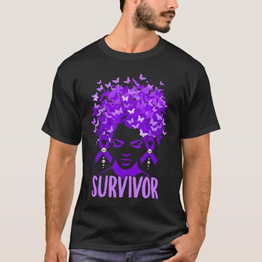 Domestic Violence Women purple butterflies Survivo Tシャツ (正面)