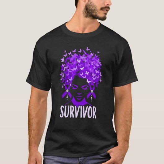 Domestic Violence Women purple butterflies Survivo Tシャツ (正面)