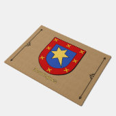 Dominguez Historical Shield on Burlap Pattern ドアマット (アングル)