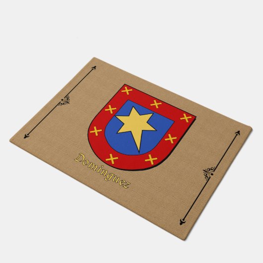 Dominguez Historical Shield on Burlap Pattern ドアマット (アングル)