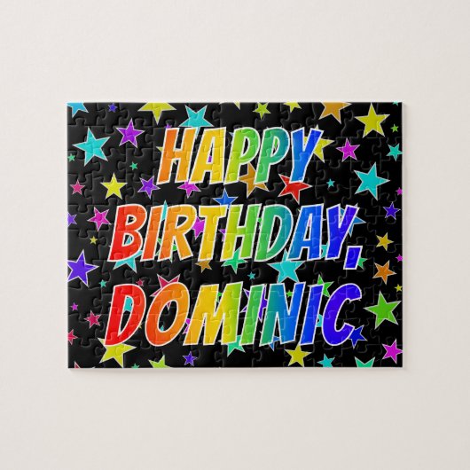 「DOMINIC」名、おもしろい「ハッピーバースデー」 ジグソーパズル (横)