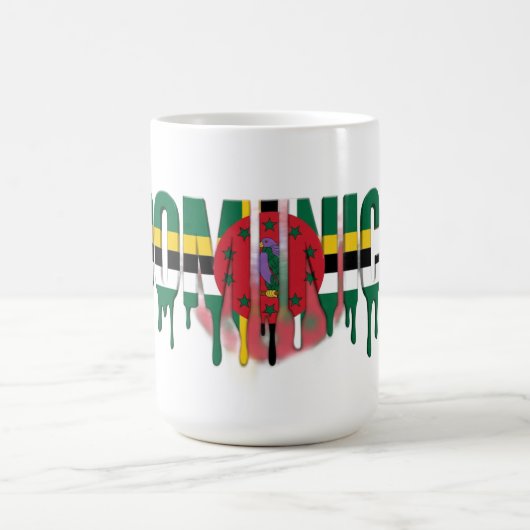 Dominica Drip Text | Caribbean Flag Design | Fan  コーヒーマグカップ (中央)