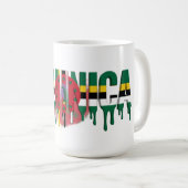 Dominica Drip Text | Caribbean Flag Design | Fan  コーヒーマグカップ (正面右)