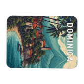 Dominica Illustration Travel Art Vintage マグネット (横)