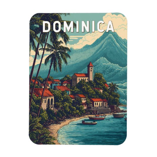 Dominica Illustration Travel Art Vintage マグネット (縦)
