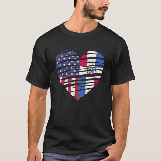 Dominican Republic American Grown Heart USA Herita Tシャツ (正面)